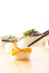 Fried Mackerel with Shrimp Paste Sauce Sushi