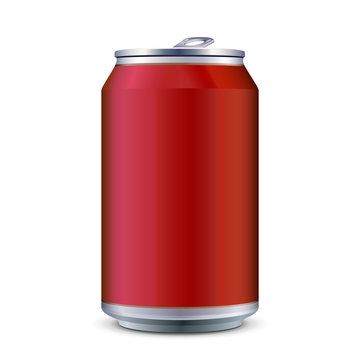Red Metal Aluminum Beverage Drink Can 330ml. Ready For Your Design. Product Packing Vector EPS10 