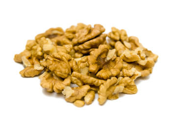 Walnuts Shelled closeup isolated on White