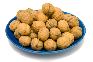 Walnuts Bowl isolated on White