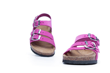 pink sandals on a white background