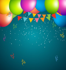 balloons party color full on blue background