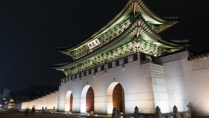 Beautiful Architecture in Gyeongbokgung Palace at Seoul city Kor
