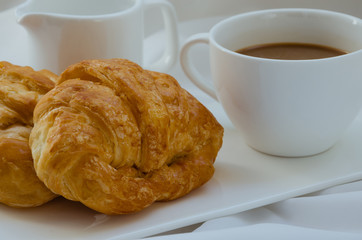 Croissant and Coffee for Breakfast.