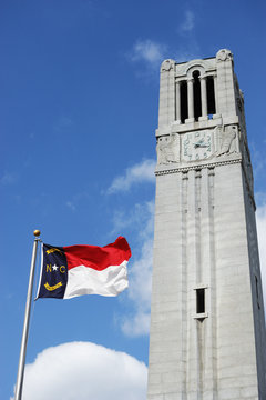 Bell Tower And North Carolina State Flag