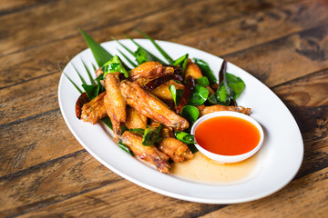  Fried Chicken with Fish Sauce on wood