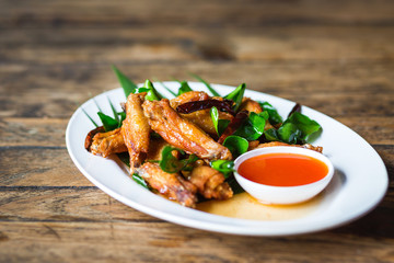  Fried Chicken with Fish Sauce on wood