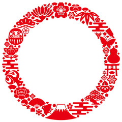 和風アイコンの円　年賀状