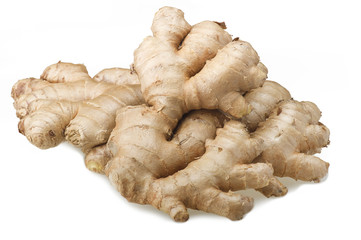 Fresh ginger group on the white background