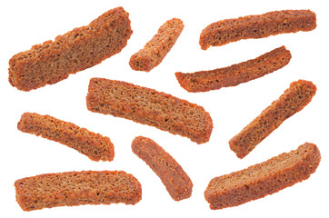 Rye crackers stick set on white