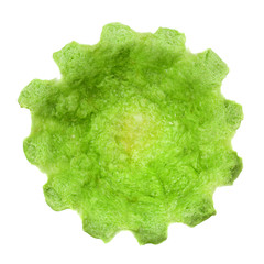 Green wheat tartlet on white