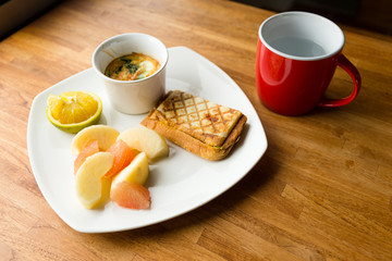 Breakfast with cup of water