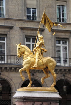 Golden statue of Saint Joan of Arc in Paris, France