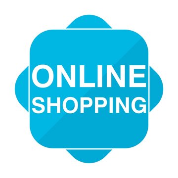 Blue square icon online shopping