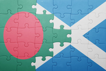 puzzle with the national flag of bangladesh and scotland