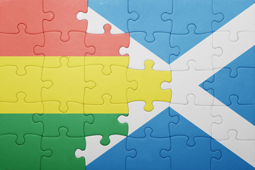 puzzle with the national flag of bolivia and scotland
