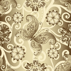 Seamless silvery floral pattern