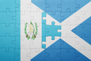 puzzle with the national flag of guatemala and scotland