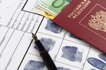 Fingerabdruck-Karte mit Reisepasses