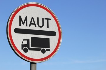 Deutsches Verkehrszeichen: Mautpflicht nach dem Bundesfernstraßenmautgesetz