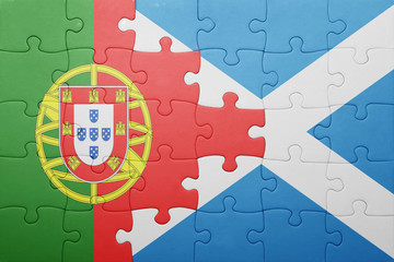 puzzle with the national flag of portugal and scotland