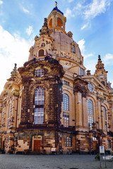 Fototapeta na wymiar Dresden Frauenkirche (Church of Our Lady) is a Lutheran church i