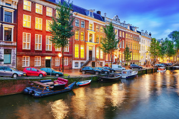 Beautiful Amsterdam city at the evening time.