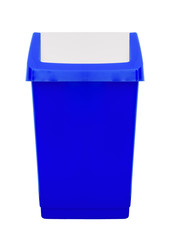 Blue plastic flip top swing bin, kitchen waste etc.