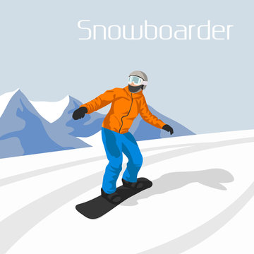 Vector illustration of a snowboarder 