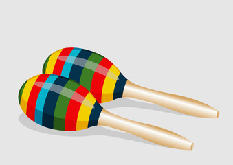 Striped mexican maracas on white background. Vector illustration