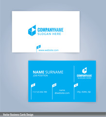 Fototapeta na wymiar White and Blue modern business card template, Illustration Vector 10