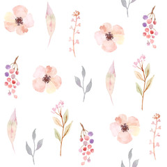 Watercolor seamless pattern with flowers. Floral background design.
