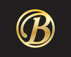 Obraz premium B Circle Gold initial letter Logo