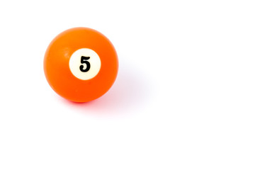 Billiard ball five isolated on a white background