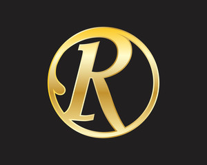 R Circle Gold initial letter Logo