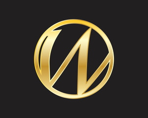 W Circle Gold initial letter Logo