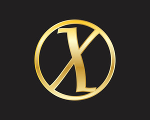 X Circle Gold initial letter Logo
