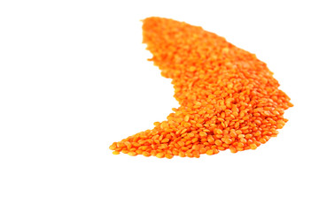 Red lentils isolated on a white