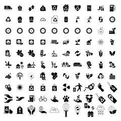 100 Eco icons set