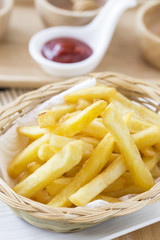 Traditional French fries with ketchup