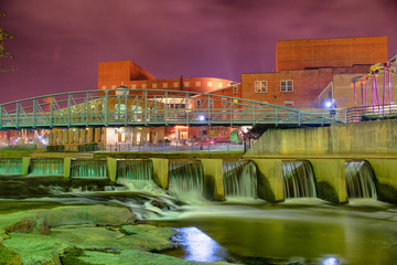 Greenville South Carolina near Falls Park River Walk at nigth.