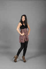 cute young girl on the shooting in the studio