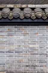 Chinese brick wall pattern with roof