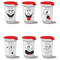 Set smiling plastic cups 004