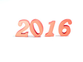 Happy New Year 2016 red numbers background with white background