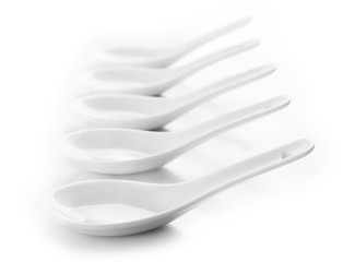 Japanese Soup Spoons, isolated on white