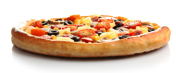 Delicious pizza, isolated on white