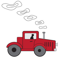 Cartoon red tractor