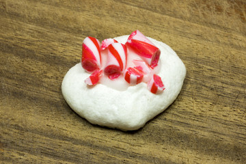 Christmas decorated meringue dessert