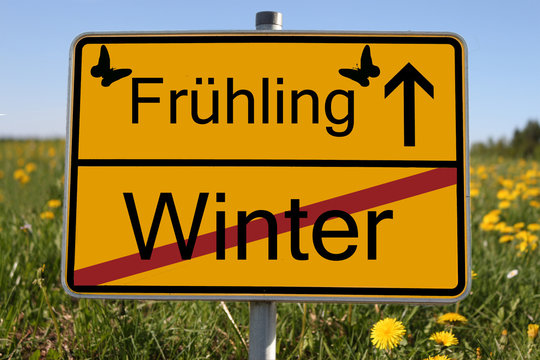 Ortschild Fr&uuml;hling Winter
